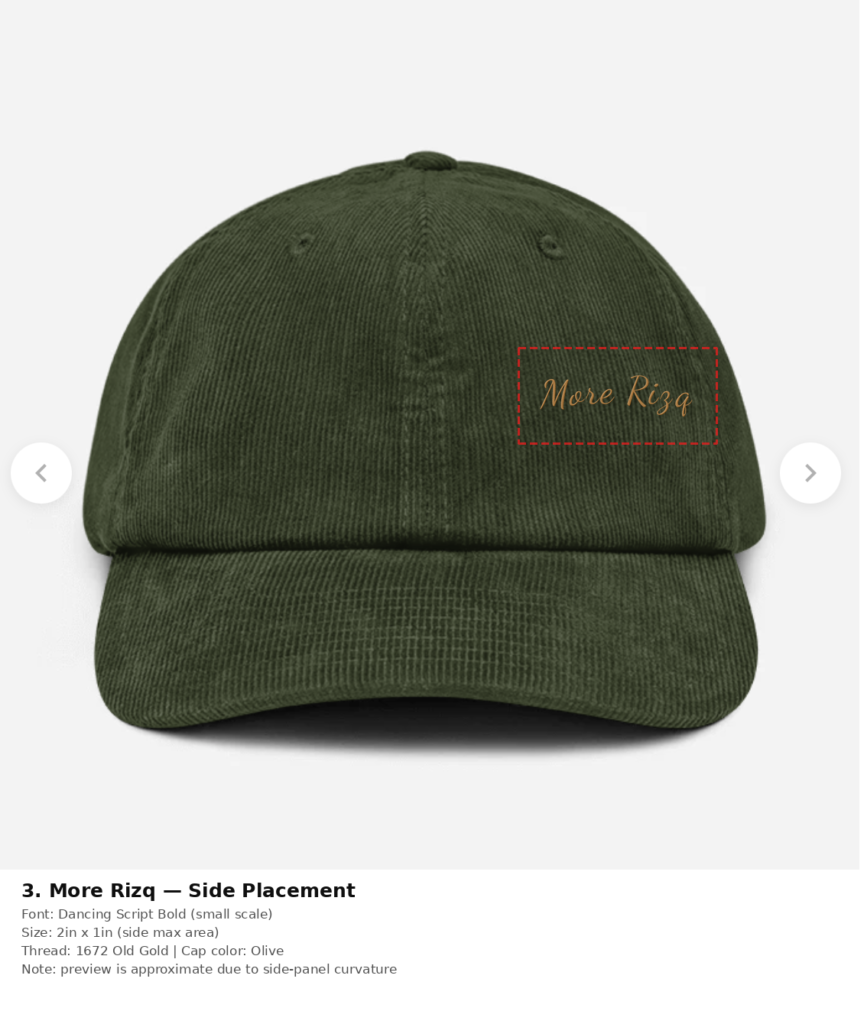 More Rizq cap, olive corduroy